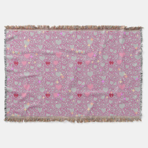 Glittering Hearts Pattern 01 Lgrey BG Decke