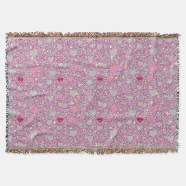 Glittering Hearts Pattern 01 Lgrey BG Decke (Vorderseite)