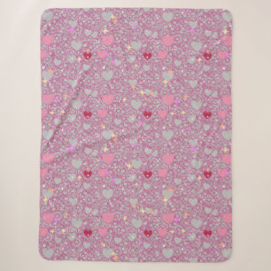 Glittering Hearts Pattern 01 Lgrey BG Sherpadecke
