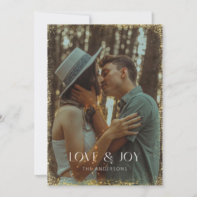 Glittering Liebe & Joliday Foto Card Feiertagskarte (Vorderseite)