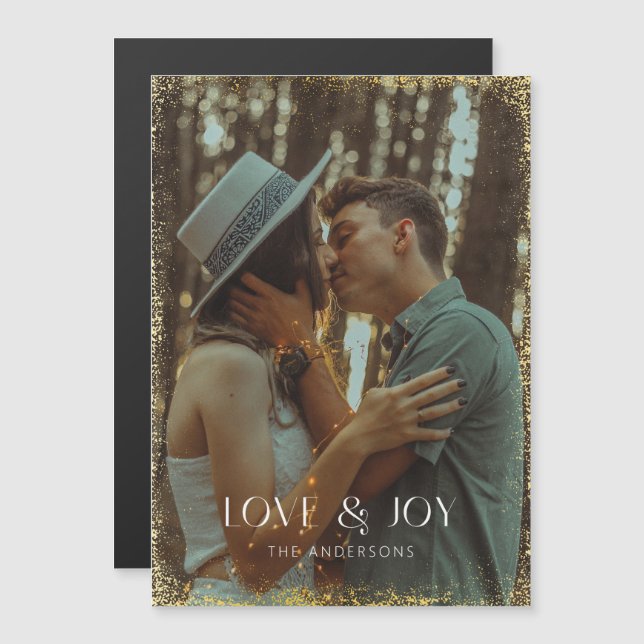 Glittering Liebe & Joliday Foto Magnetkarte (Vorne/Hinten)