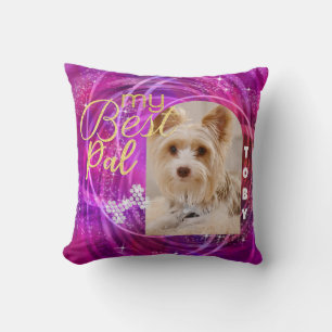 Glittering Pet Hund Foto Mangenta Kissen