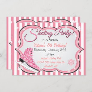 Glittering Sequin Pink Ice Skaten Party lädt ein Einladung