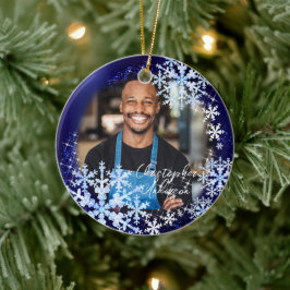 Glittering Snow Flakes Foto Keramik Ornament