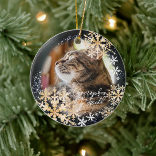 Glittering Snow Flakes Foto Schwarzes Ornament