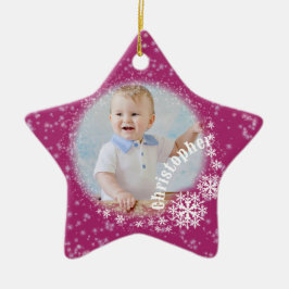 Glittering Snow Flakes Roter Star Ornament