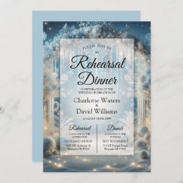 Glittering Snowy Forest Probe Dinner Einladung