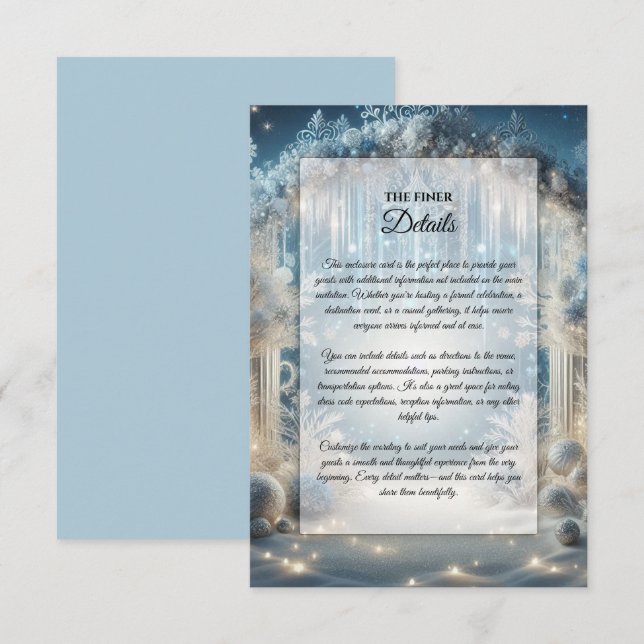 Glittering Snowy Forest Wedding Begleitkarte (Vorne/Hinten)