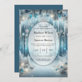 Glittering Snowy Forest Wedding Einladung