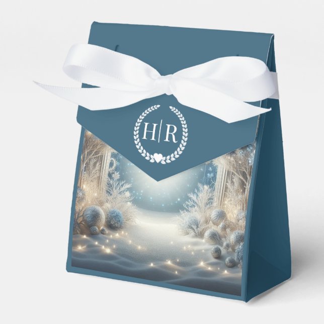 Glittering Snowy Forest Wedding Geschenkschachtel (Vorderseite)