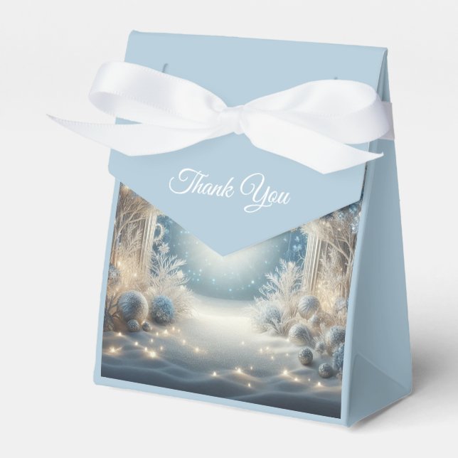 Glittering Snowy Forest Wedding Geschenkschachtel (Vorderseite)