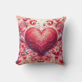 Glittering Swirl Pink Heart Throw Pillow Kissen