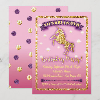 Glittering Unicorn Geburtstagsparty Einladung