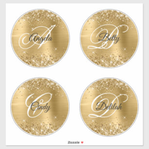 Glitterium Gold 6" Circles Extravagant Monogram Aufkleber