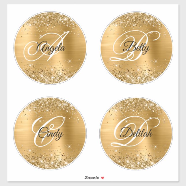 Glitterium Gold 6" Circles Extravagant Monogram Aufkleber (Blatt)
