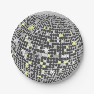 Glitterkugel vintage groovy Disco-Tanzparty Pappteller