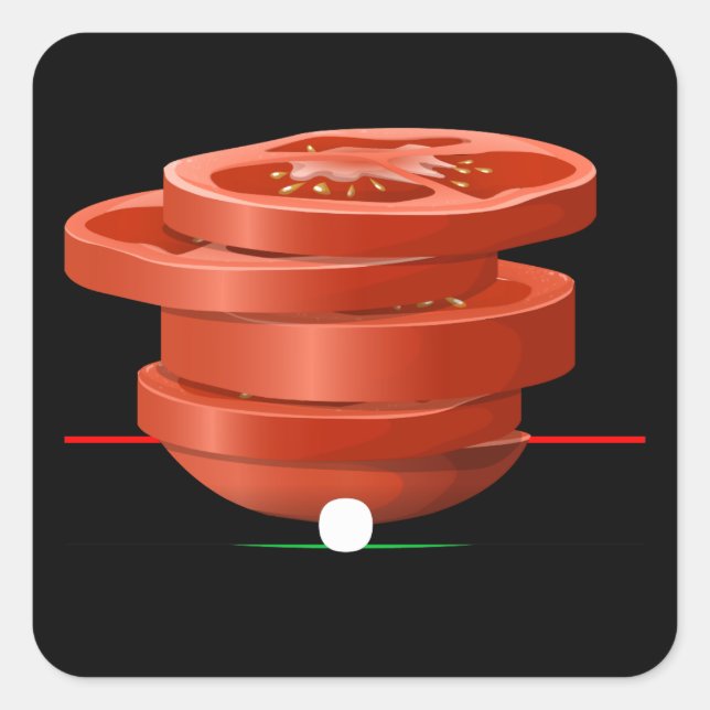 Glittermöbel, auf Tomaten aufstellbarer Beistellti Quadratischer Aufkleber (Vorderseite)