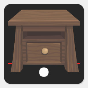 Glittermöbel mit seitlichem Schreibtisch aus Holz Quadratischer Aufkleber