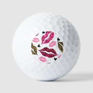 Glitternde Lippen: Leopard-Modedesign Golfball