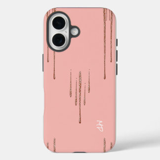 Glitternde Tropfen im rosa Hintergrund iPhone 16 Hülle