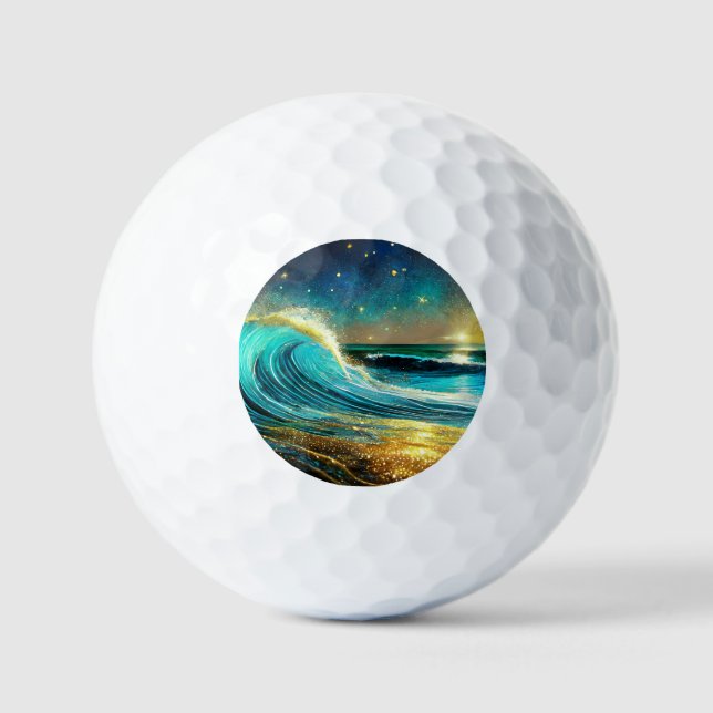 Glitternde unterschiedliche Ozeanwellen Golfball (Vorderseite)