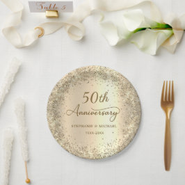 Glitterndes Gold Metallic 50. Hochzeitstag Pappteller