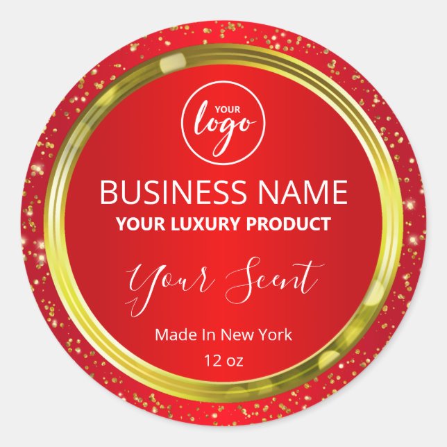 Glitterndes Weihnachtsrot und Goldmarken Runder Aufkleber (Vorderseite)