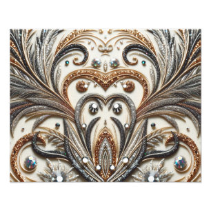 Glitternes Blumenmuster mit Edelstein Fotodruck