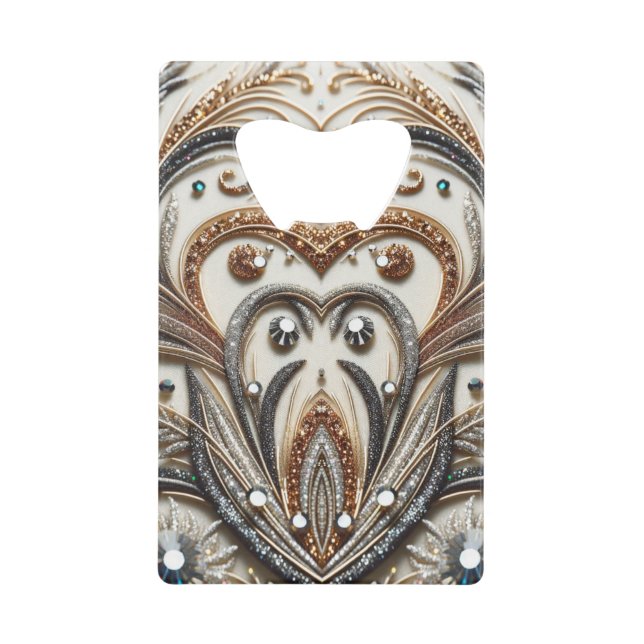 Glitternes Blumenmuster mit Edelstein Geldbeutel Flaschenöffner (Vorderseite)