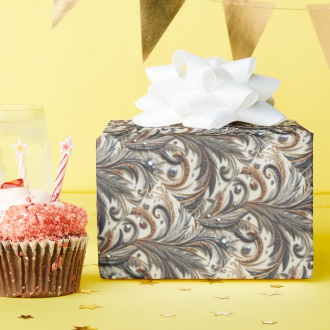Glitternes Blumenmuster mit Edelstein Geschenkpapier (Geburtstagsparty)