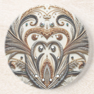 Glitternes Blumenmuster mit Edelstein Getränkeuntersetzer