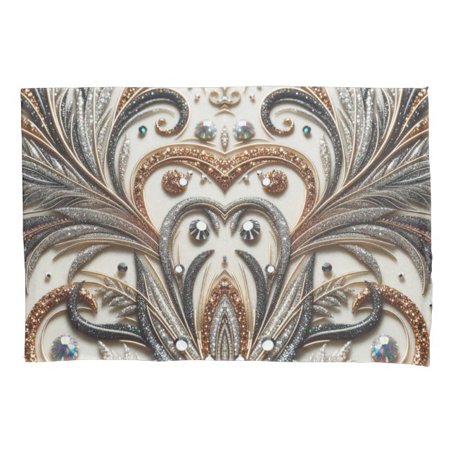 Glitternes Blumenmuster mit Edelstein Kissenbezug (Vorderseite)