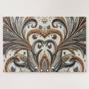 Glitternes Blumenmuster mit Edelstein Puzzle