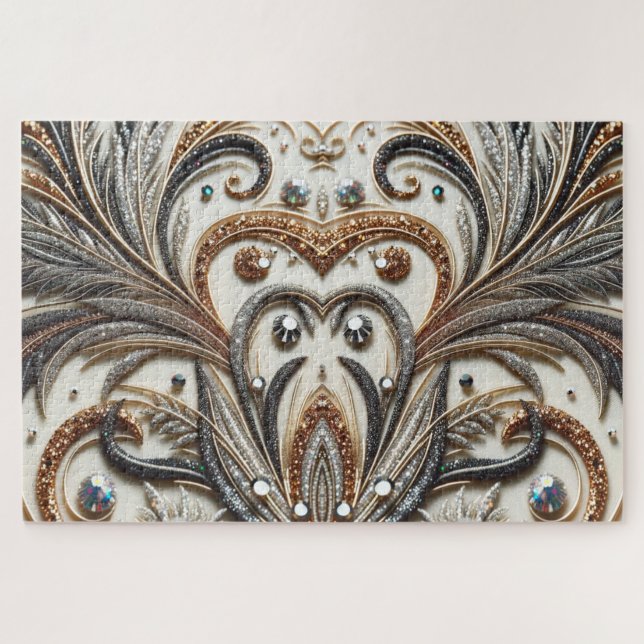 Glitternes Blumenmuster mit Edelstein Puzzle (Horizontal)