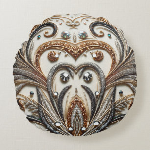 Glitternes Blumenmuster mit Edelstein Rundes Kissen