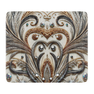 Glitternes Blumenmuster mit Edelstein Schneidebrett