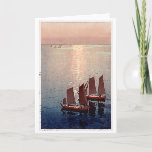 Glitternmeer, Hiroshi Yoshida, Holzschnitt Karte (Vorderseite)