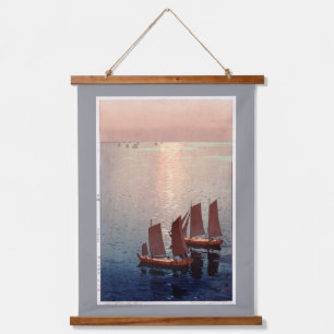 Glitternmeer, Hiroshi Yoshida, Holzschnitt Wandteppich Mit Holzrahmen