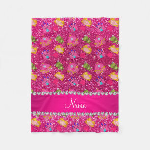 Glitterprinzessinneonfrösche des heißen Rosas de Fleecedecke