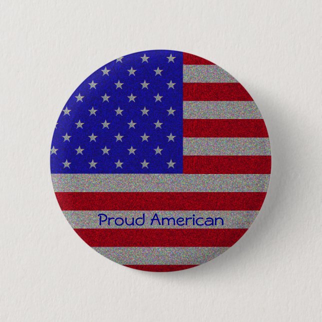 Glittery amerikanische Flagge Button (Vorderseite)