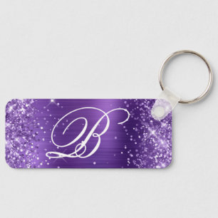 Glittery Amethyst Foil Extravagant Monogram Schlüsselanhänger