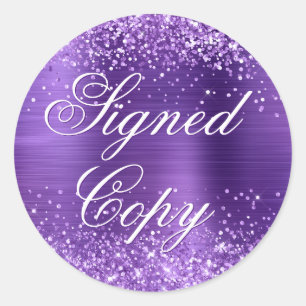 Glittery Amethyst Foil Extravagant signierte Kopie Runder Aufkleber