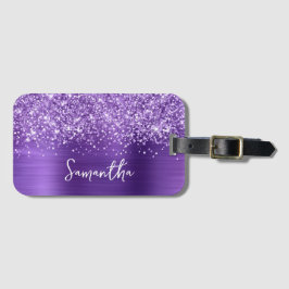 Glittery Amethyst Lila Glam Name Gepäckanhänger