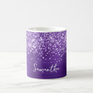 Glittery Amethyst Lila Glam Name Kaffeetasse
