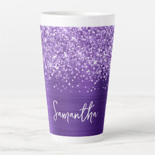 Glittery Amethyst Lila Glam Name Milchtasse