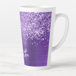Glittery Amethyst Lila Glam Name Milchtasse