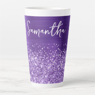 Glittery Amethyst Lila Glam Name Milchtasse