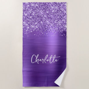 Glittery Amethyst Lila Glam Name Strandtuch
