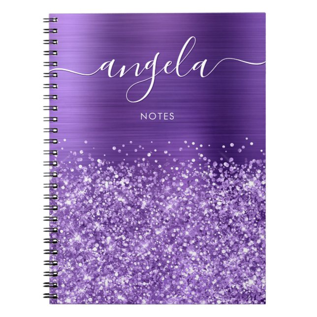 Glittery Amethyst Lila Glam Notes Notizblock (Vorderseite)