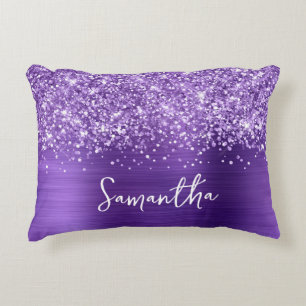 Glittery Amethyst Lila Glam Script Name Dekokissen